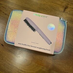 Eva NYC Mini Heat Straightening Brush with Iridescent Case